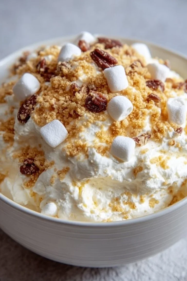 Hawaiian Cheesecake Salad with tropical fruits and creamy cheesecake topping
