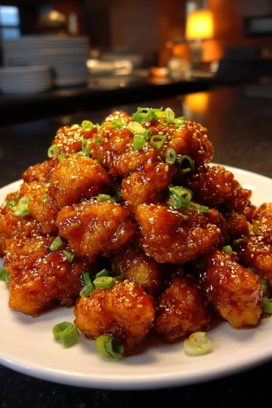 Hot Orange Chicken with crispy chicken and zesty orange sauce