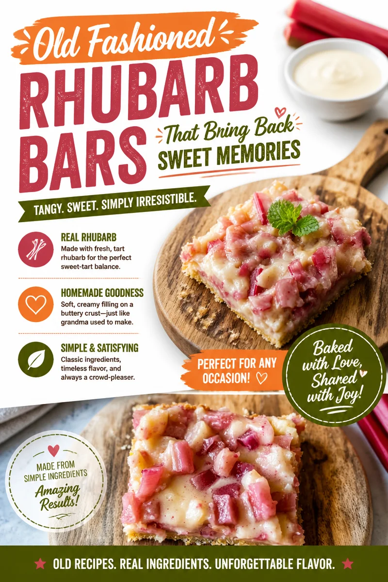 Old fashioned rhubarb bars on a plate, evoking sweet memories from childhood