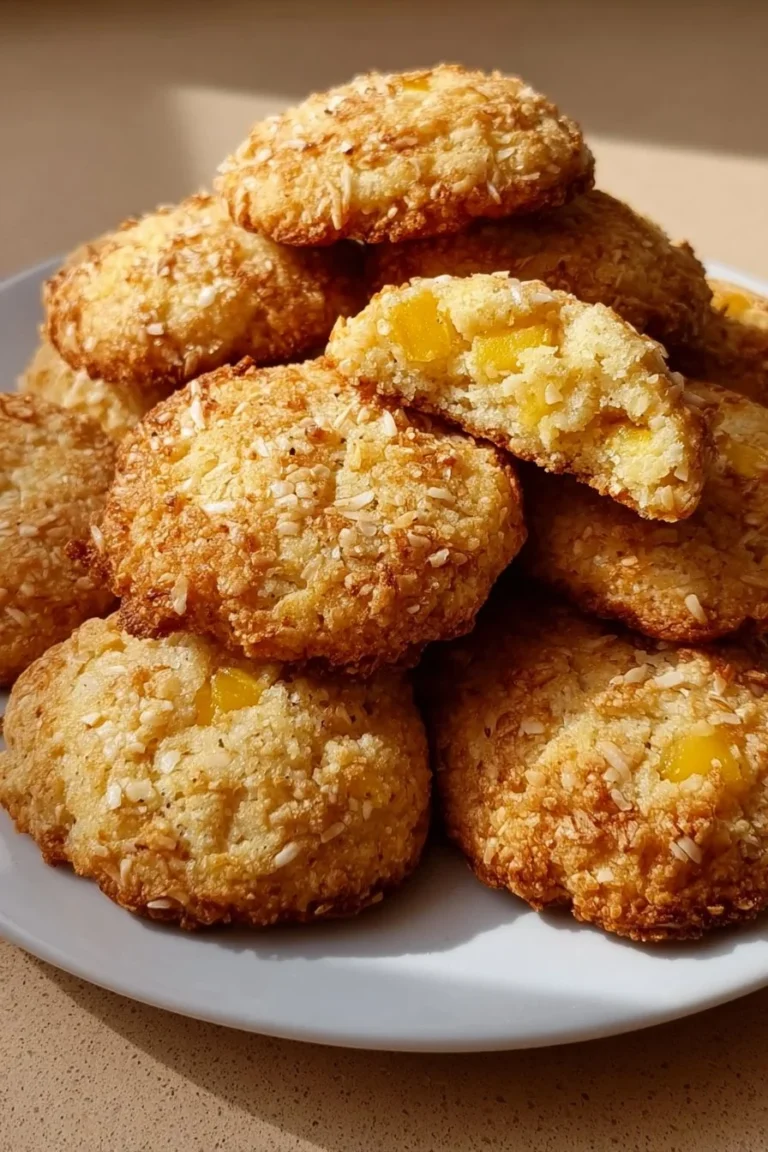 Freshly baked pineapple sugar cookies on a plate