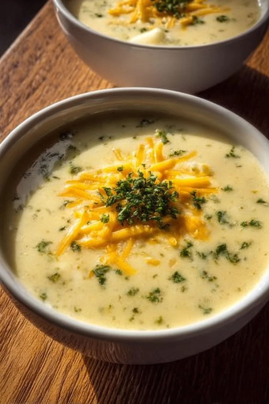 Bowl of smoky jalapeno cheddar potato soup garnished with herbs